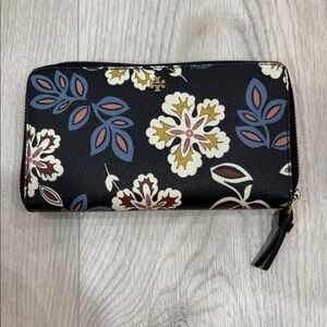 Tory Burch Black Floral Wallet